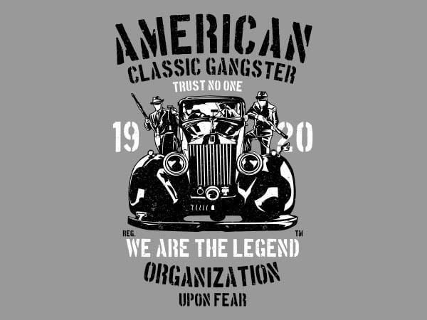 American classic gangster graphic t-shirt design