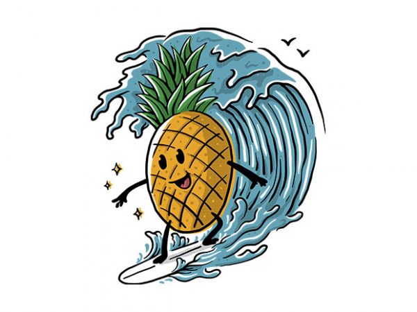 Pineapple surfing t shirt design png