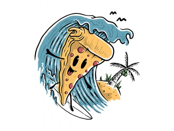 Pizza surfing commercial use t-shirt design