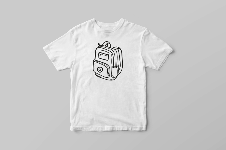 Backpack travel bag traveler simple vector graphic t shirt design tshirt-factory.com