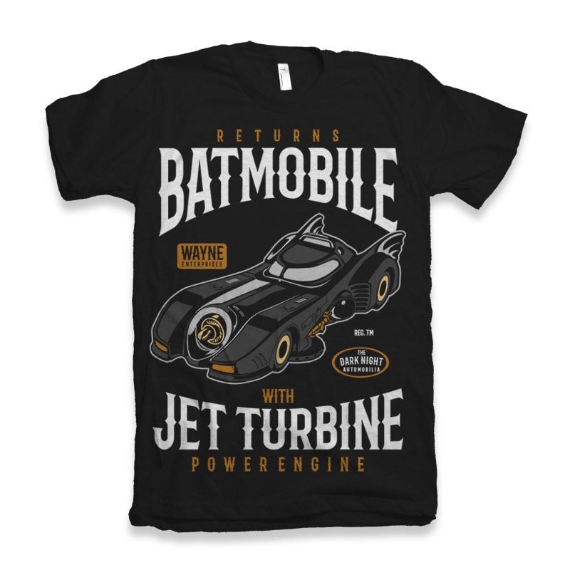 Batmobile Returns t shirt designs for printful