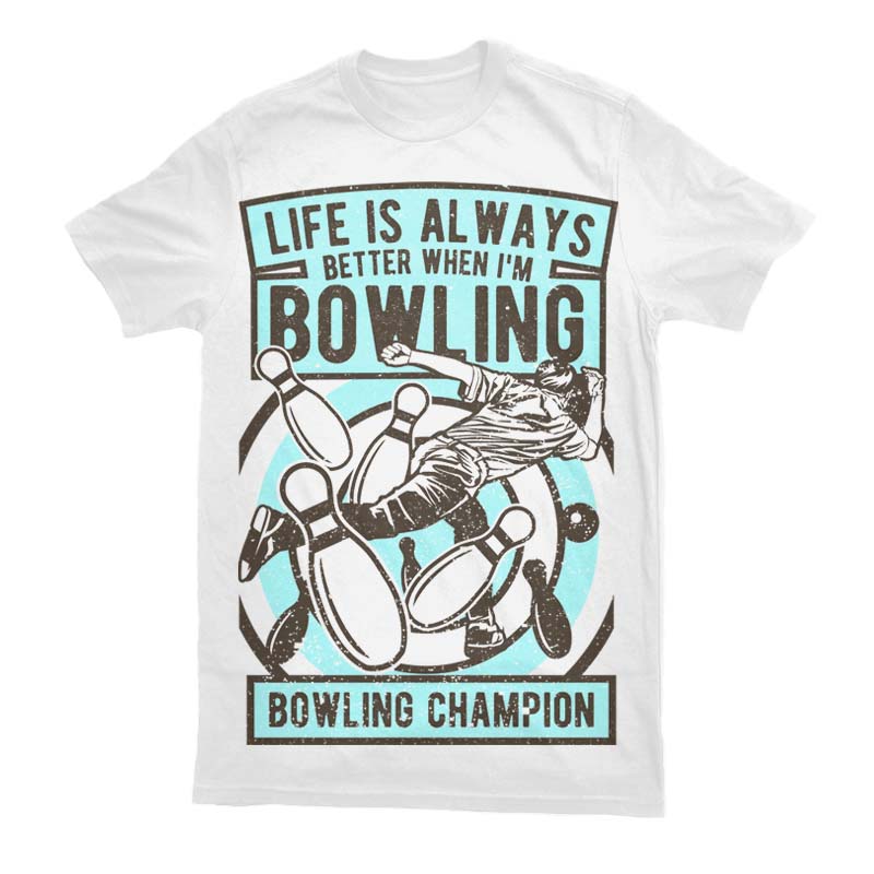 Bowling Champion Graphic t-shirt design t shirt designs for merch teespring and printful