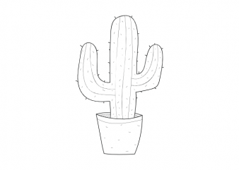 Cactus minimal plant tattoo vector graphic t shirt design