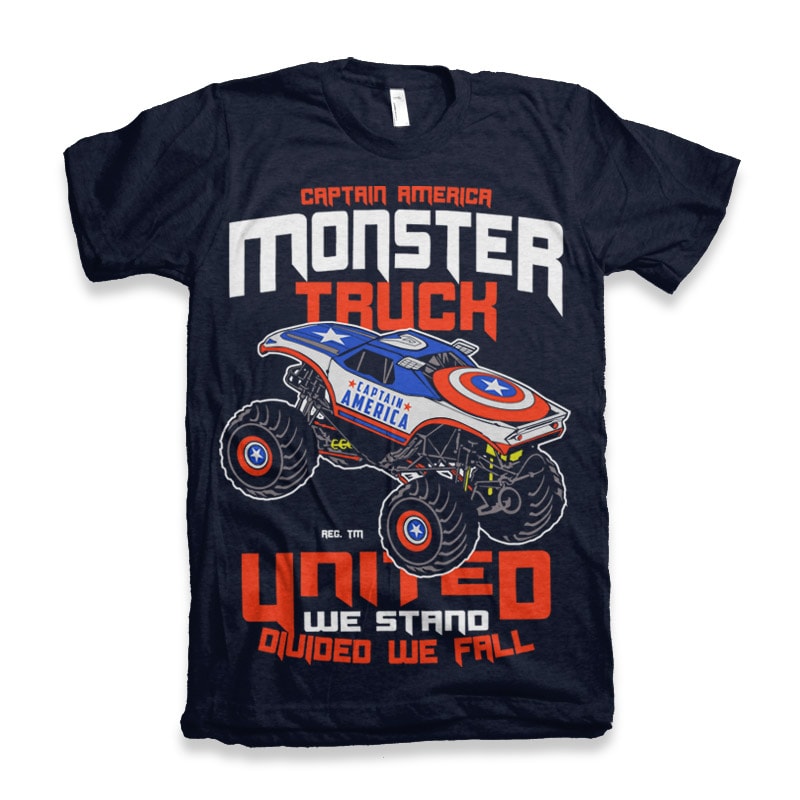 Captain America Monster Truck t shirt designs for printful