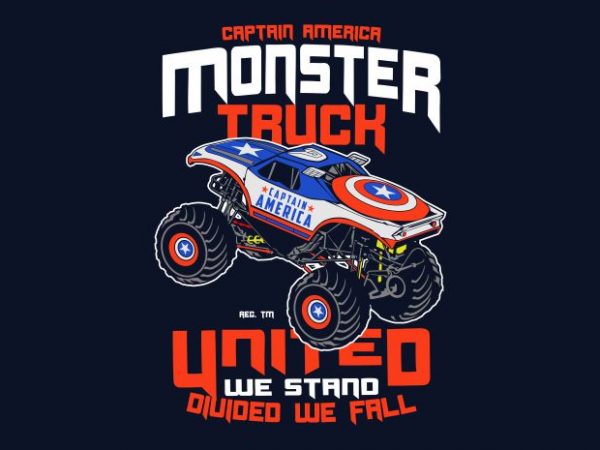 Captain america monster truck vector shirt design