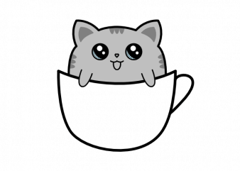 Cat sitting in a cup of coffee vector t shirt printing design