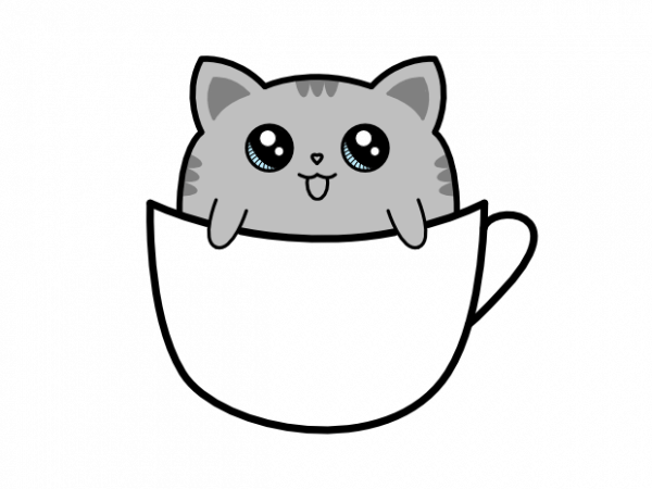 Cat sitting in a cup of coffee vector t shirt printing design