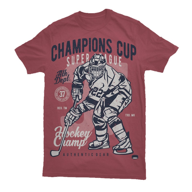 Champions Cup Hockey Graphic t-shirt design t shirt designs for teespring