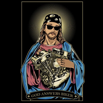 God answers biker tshirt design for sale