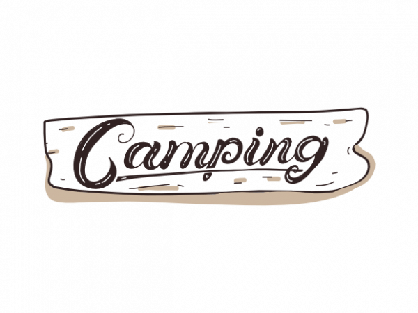 Hand drawn camping shield outdoor shirt designs