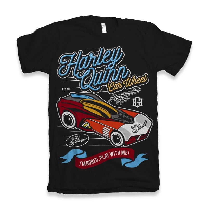 Harley Quinn Car Wheel vector shirt designs