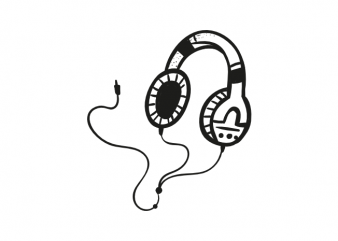 Headphones music travel hand drawn vector t shirt printing design