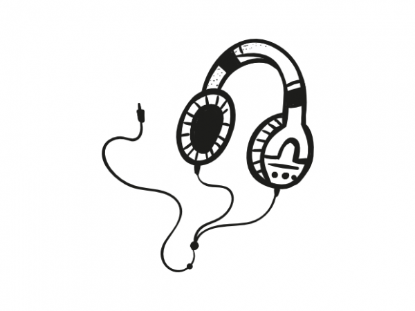 Headphones music travel hand drawn vector t shirt printing design