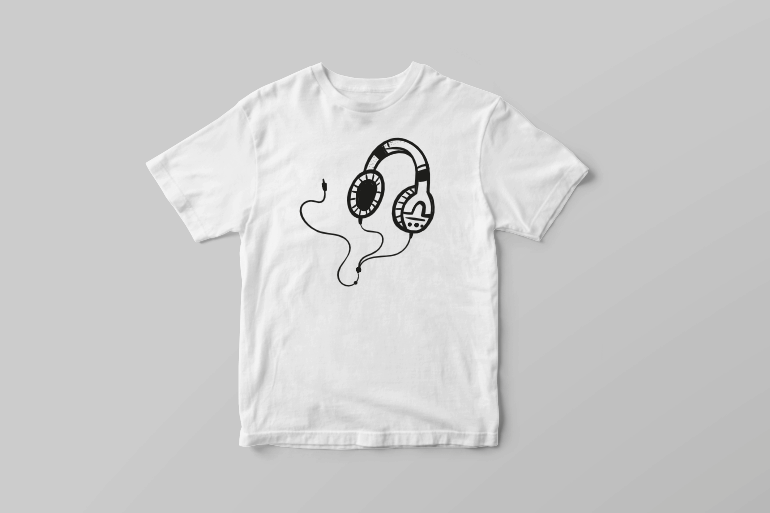 Headphones music travel hand drawn vector t shirt printing design tshirt-factory.com