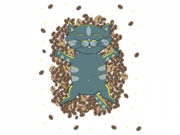Kitten and coffee beans cute child vector t shirt printing design