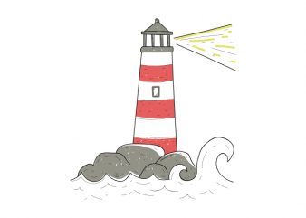 Lighthouse sailor sea minimal tattoo vector t shirt design