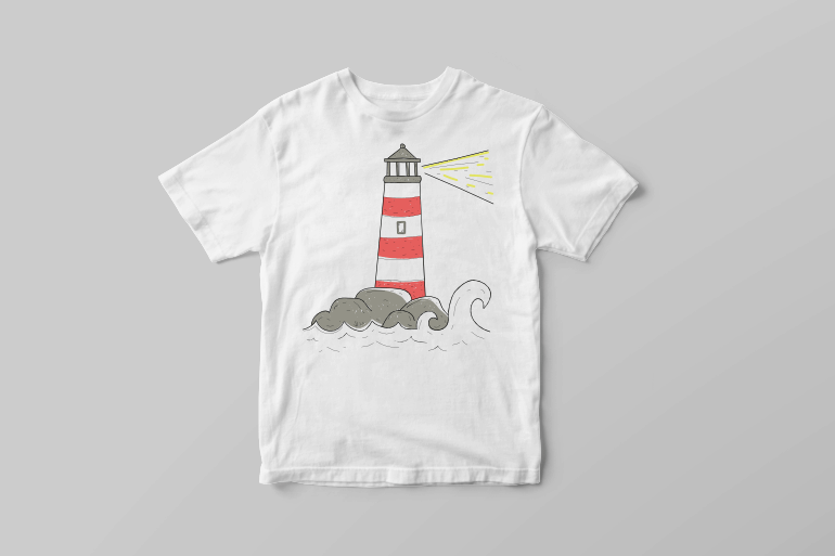 Lighthouse sailor sea minimal tattoo vector t shirt design t shirt designs for merch teespring and printful