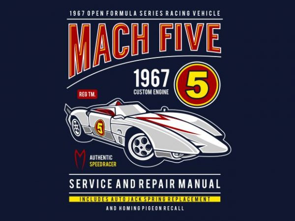 Mach five vector t-shirt design