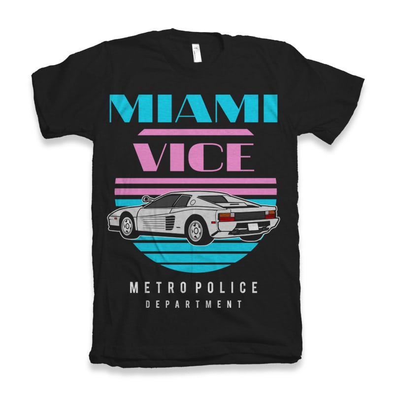 Miami Vice t shirt designs for printful