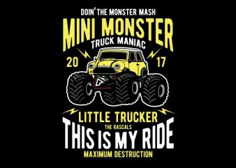 Mini monster vector t-shirt design template