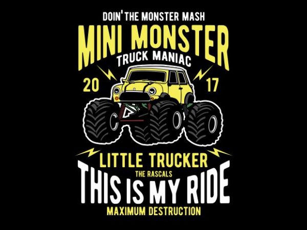 Mini Monster vector t-shirt design template