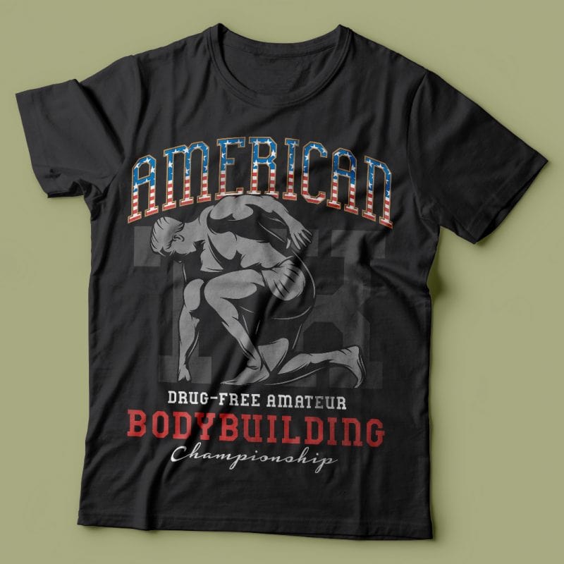 American bodybuilding championship. Vector T-Shirt Design tshirt factory