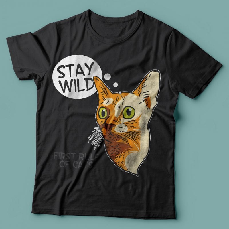 Cat head. Stay wild. Vector T-Shirt Design tshirt-factory.com