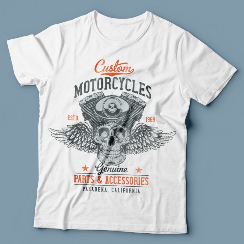 Custom motorcycles. Vector T-Shirt Design tshirt design for merch by amazon