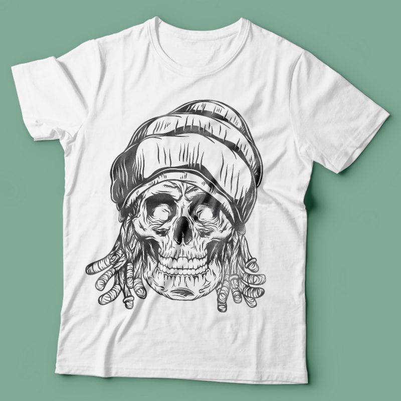 Rasta skull. Vector T-Shirt Design tshirt design for sale