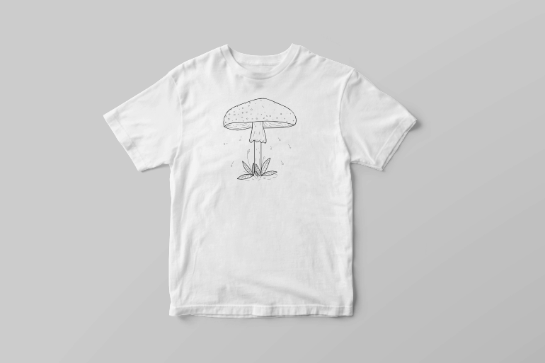 Mushroom plant botany children minimal vector graphic t shirt design t shirt designs for printful