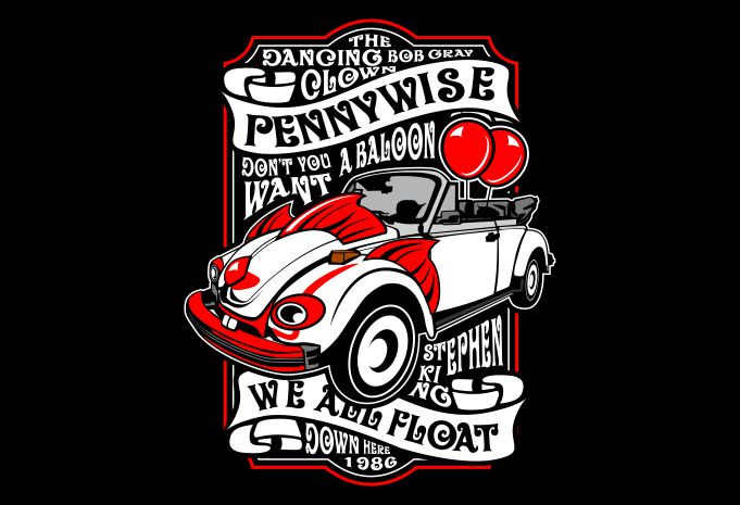 Download Pennywise print ready vector t shirt design - Buy t-shirt ...