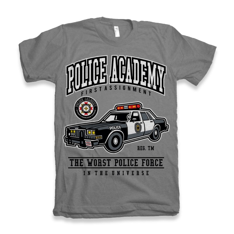 Police Academy t shirt designs for printify