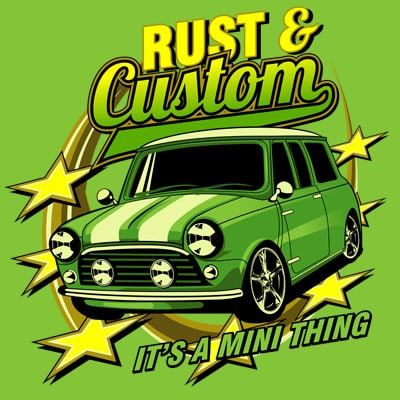 Rust and custom vector t-shirt design for commercial use