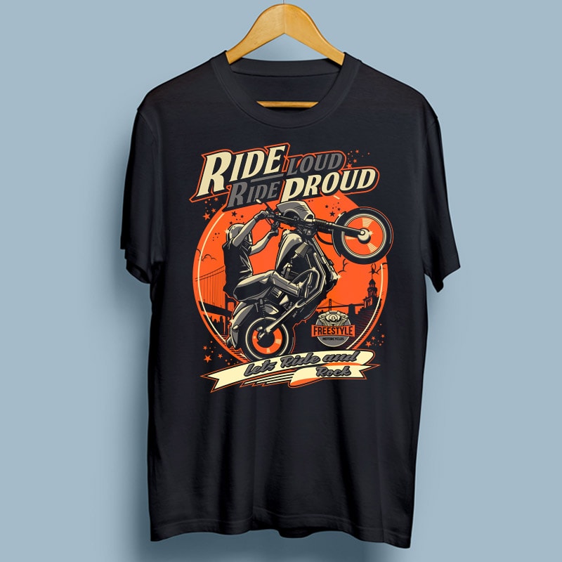 RIDE PROUD tshirt design for merch by amazon