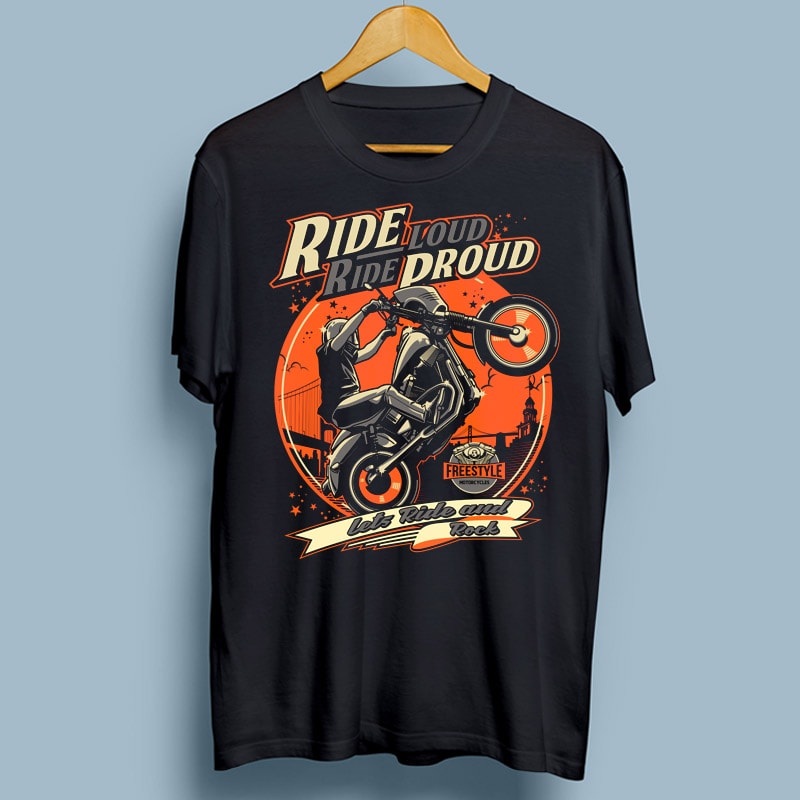 RIDE PROUD tshirt design for merch by amazon