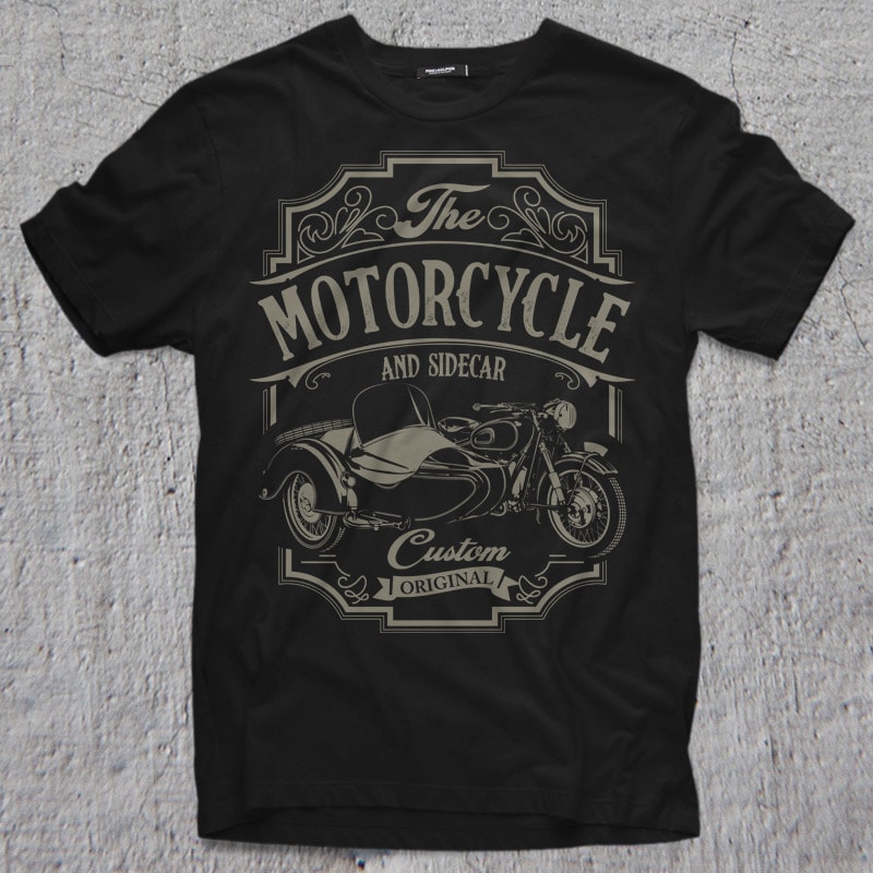 MOTORCYCLE AND SIDECAR vector shirt designs