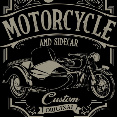 Motorcycle and sidecar vector t-shirt design for commercial use