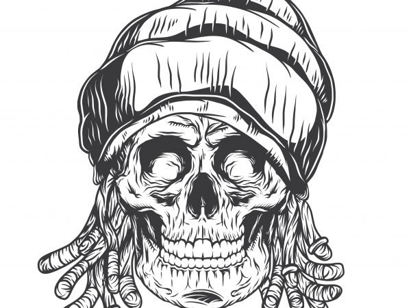 Rasta skull. vector t-shirt design