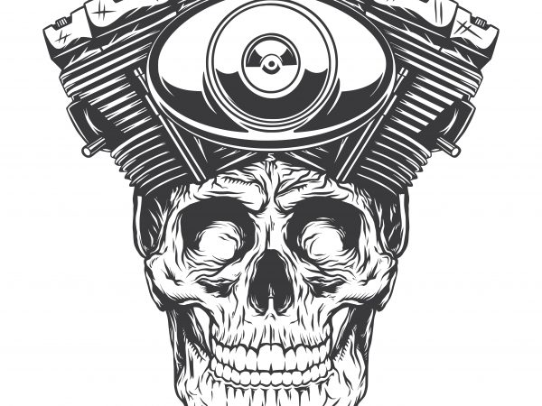 Engine skull. vector t-shirt design