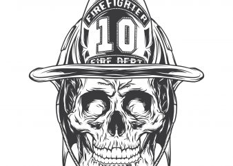 Firefighter skull. Vector T-Shirt Design