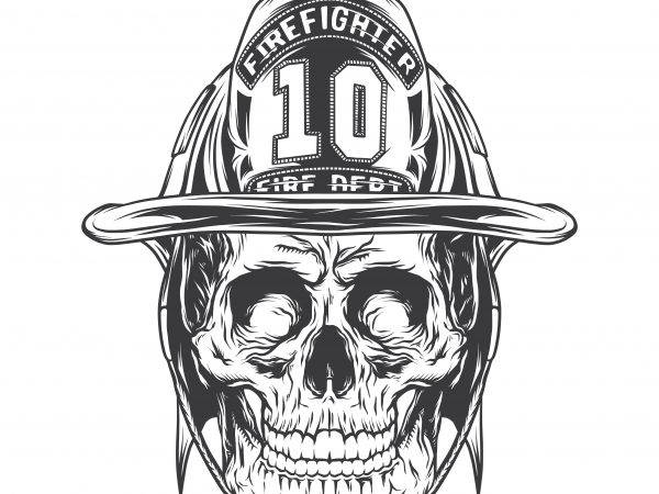 Firefighter skull. vector t-shirt design
