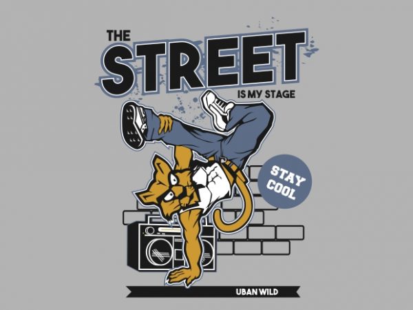 Street dance cat t shirt design png