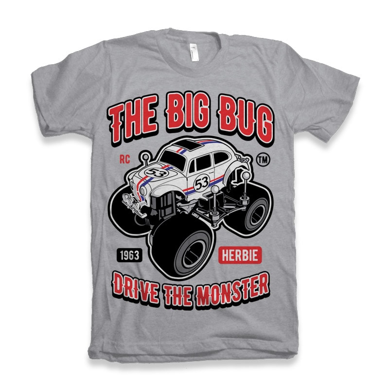 The Big Bug t shirt designs for printify