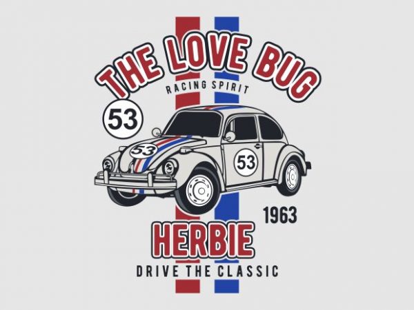 The love bug commercial use t-shirt design