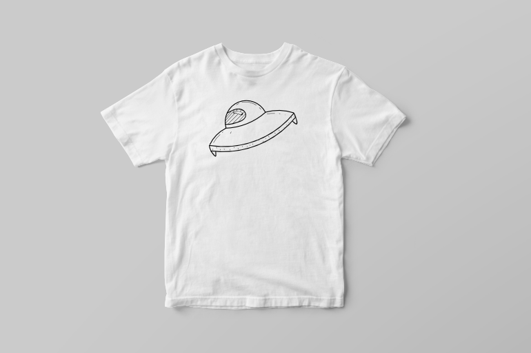 Ufo Alien Space Invader children hand drawn vector t shirt design tshirt design for merch by amazon