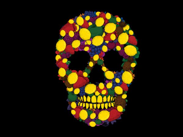 Fruit skull vector t shirt design for download