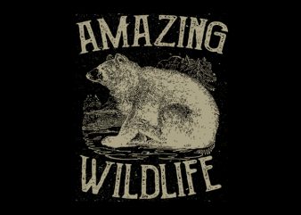 Bears Amazing Wildlife. Vector T-Shirt Design