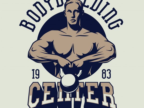 Bodybuilding center. vector t-shirt design