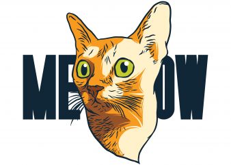 Сat head. Meow. Vector T-Shirt Design