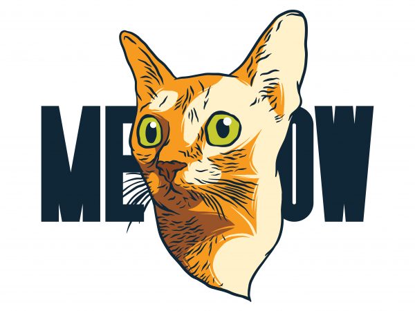 Сat head. meow. vector t-shirt design